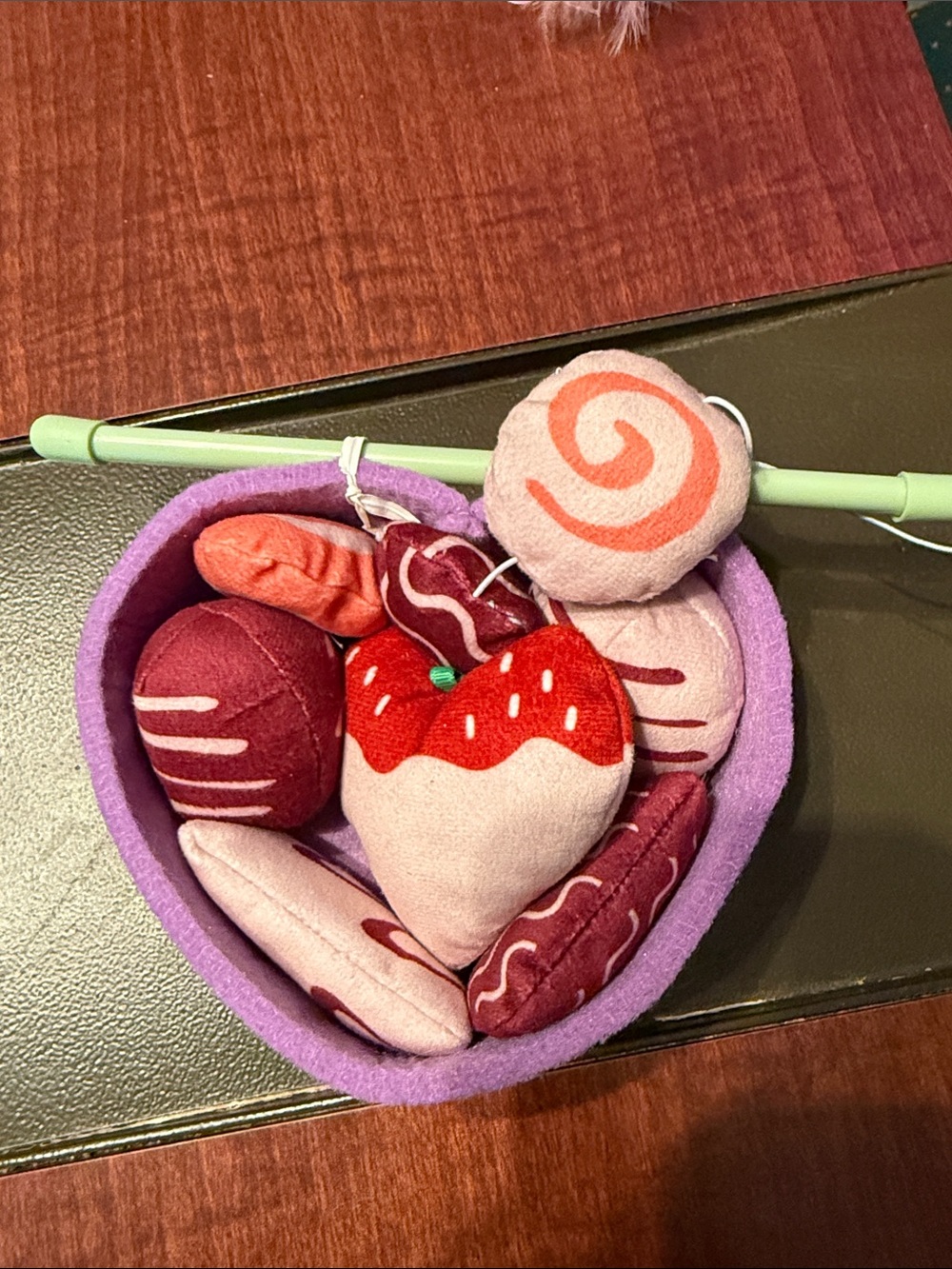 Plush Heart-Shaped Dessert Toy Set - Purple & Pink